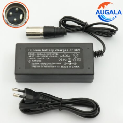 Chargeur de batterie 36 V 2 A, sortie 42 V 2 A, entrée 100-240 V CA, chargeur pour batterie lithium-ion/lithium-polymère pour vélo électrique série 10 36 V (UE)