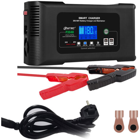 Chargeur de Batterie au Lithium 18A 36V et 48V, Chargeur de Batterie au Plomb (AGM/Gel/SLA...), Mainteneur et Désulfateur de Batterie pour Voiture,Bateau,Moto,Tondeuse,etc