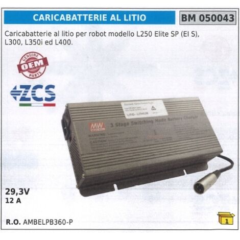 Chargeur de batterie au lithium pour robot L250 ELITE SP ZUCCHETTI 29.3 V 12 A 050043