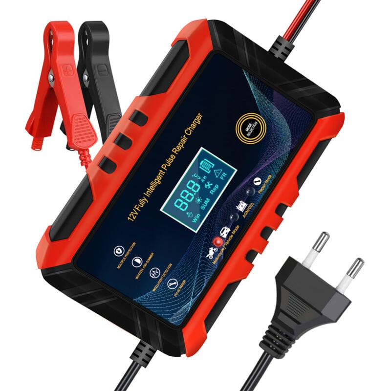 Hauss Spole - Chargeur de batterie auto et moto 12V6A (réglementation européenne) rouge