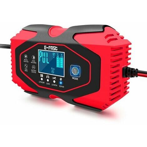 Chargeur de Batterie Auto Intelligent Rapide 6A 12V/24V Chargeur de Batterie Voitures Intelligent Portable LCD Écran Tactile Mainteneur de Chargeur Batterie pour Lithium Plomb-Acide LiFePO4