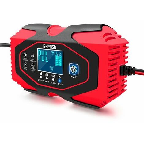 Chargeur de Batterie Auto Intelligent Rapide 6A 12V/24V Chargeur de Batterie Voitures Intelligent Portable LCD Écran Tactile Mainteneur de Chargeur Batterie pour Lithium Plomb-Acide LiFePO4，HANBING