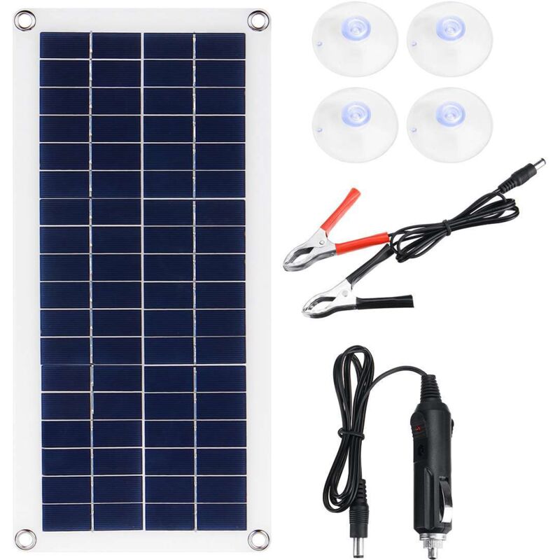 Linghhang - Chargeur de batterie de panneau solaire 20W, Kit de charge de maintien de panneau solaire Portable pour voiture moto rv