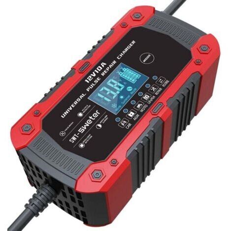 Chargeur de batterie de voiture 10 A/12 V, 7 modes de charge, écran LCD intelligent
