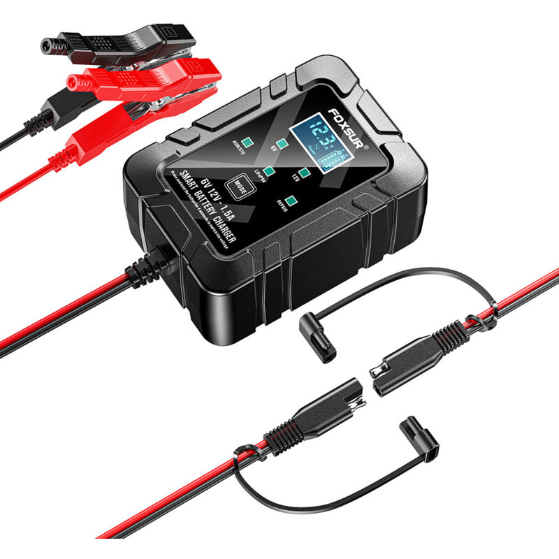 S-giant - Chargeur de Batterie de Voiture 1.5 a, 6 v et 12 v Intelligent entièrement Automatique Chargeur de Batterie mainteneur Chargeur d'entretien