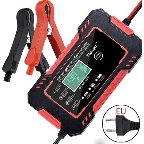 Chargeur de batterie de voiture 6 A, chargeur de batterie de voiture entièrement automatique intelligent 12 V/24 V avec compensation de température pour voiture camion moto tondeuse à gazon bateau bat