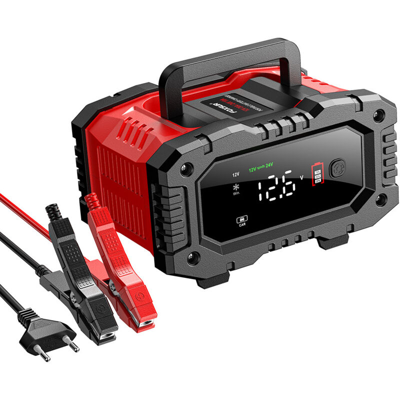 Chargeur de batterie de voiture, chargeur de batterie de voiture portable au plomb-acide, chargeur d'entretien, mainteneur de batterie intelligent