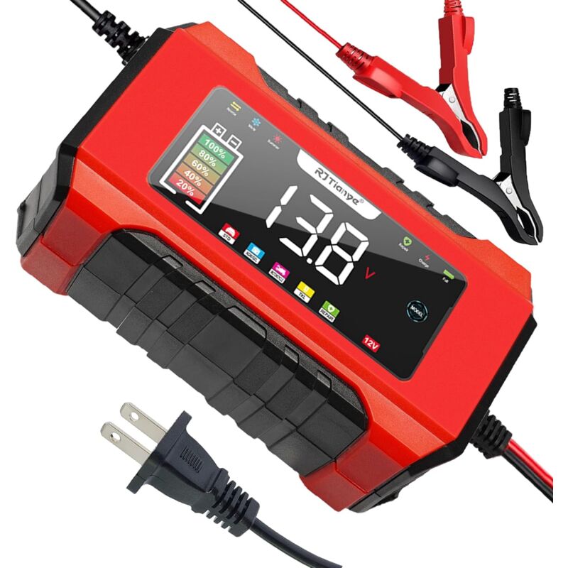 Chargeur de batterie de voiture, chargeur de batterie intelligent 12 v 6 a, mainteneur de batterie automobile 12 v, désulfatateur