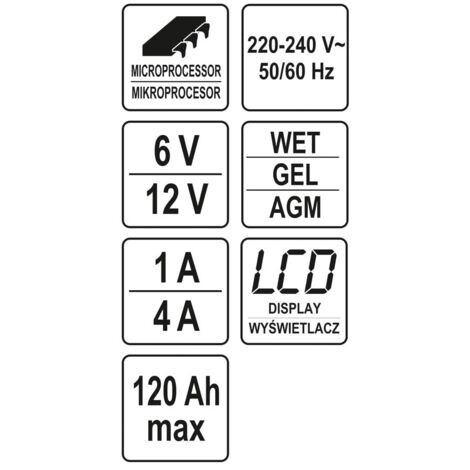 Chargeur de batterie de voiture Yato YT-83033 6 V/12 V