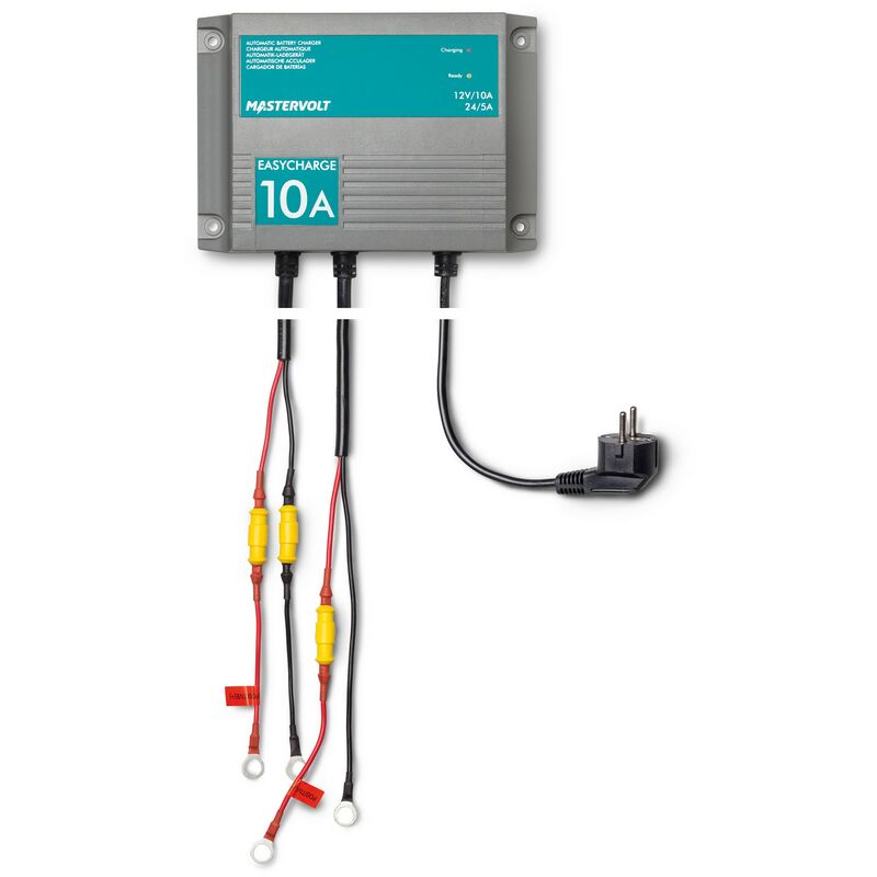 Mastervolt - Chargeur étanche à montage fixe EasyCharge de 10 ampères, 2 sorties, chargement fiable et résistant