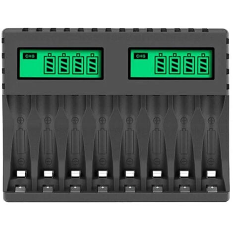 Chargeur de Batterie ÉCran LCD Chargeurs Intelligents Intelligents à 8 Emplacements pour Piles Rechargeables AA/AAA NiCd NiMh Chargeur AA AAA