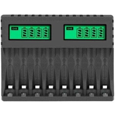 Chargeur de Batterie ÉCran LCD Chargeurs Intelligents Intelligents à 8 Emplacements pour Piles Rechargeables AA/AAA NiCd NiMh Chargeur AA AAA,