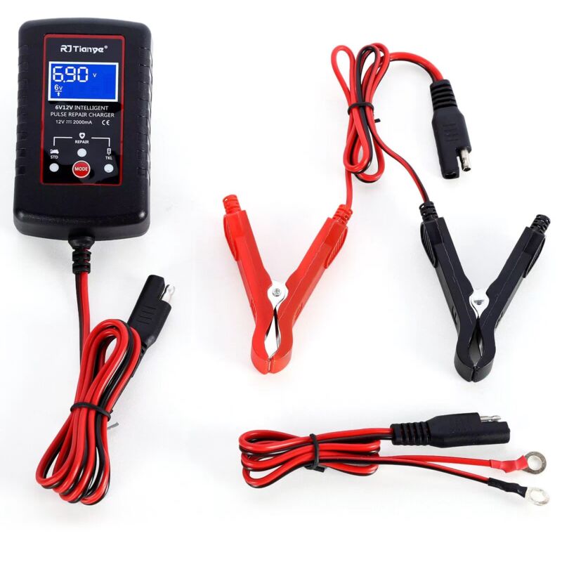Chargeur de batterie entièrement automatique intelligent, adapté aux automobiles, aux bateaux, aux motos et aux tondeuses à gazon.