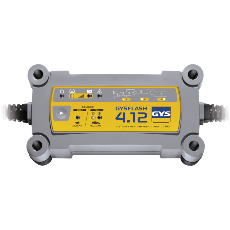 Chargeur batterie GYS GYS flash 4.12 12V avec pinces et cosses de connexion