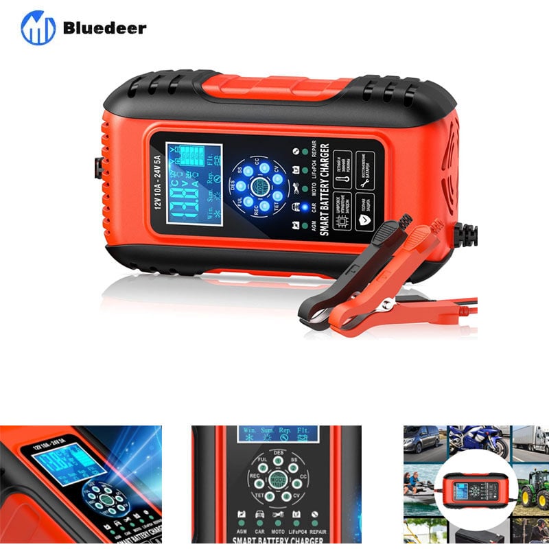 Bluedeer - Chargeur de Batterie Intelligent 10A 12V/5A 24V - Réparation Automatique