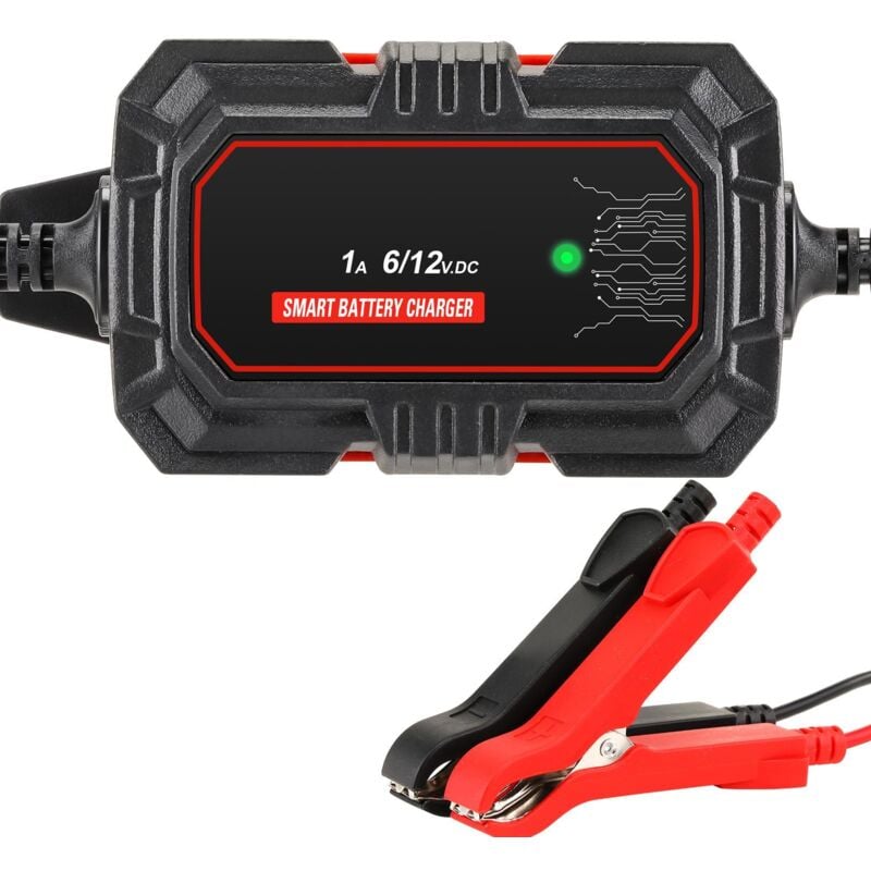 Chargeur de Batterie Intelligent 1A 6V/12V, Mainteneur de Chargeur Batterie Voiture pour Voiture, Moto, Camion