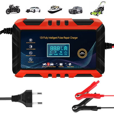 Intelligent 6A 12V, SDLOGAL Mainteneur de Chargeur Batterie Voiture, Chargeur de Batterie avec LCD Tactile Écran Protections Multiples de Réparation pour Camion/AGM/Gel/Wet/SLA