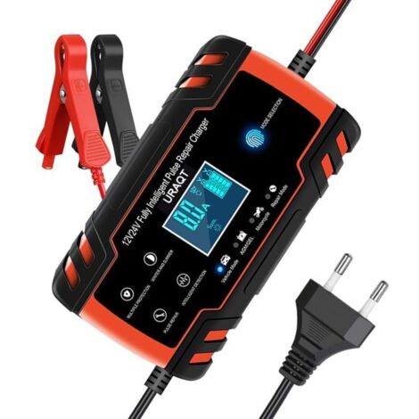 Chargeur de batterie intelligent 8A 12V/24V – Écran LCD tactile – Protection contre courts-circuits – Réparation batteries plomb AGM/GEL