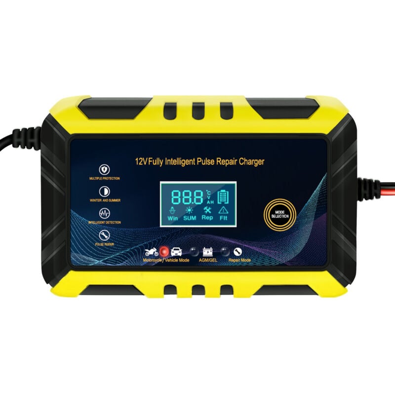 Chargeur de batterie intelligent Le chargeur d'entretien à impulsions avec écran lcd convient aux voitures, camions, motos, bateaux, suv et vtt.