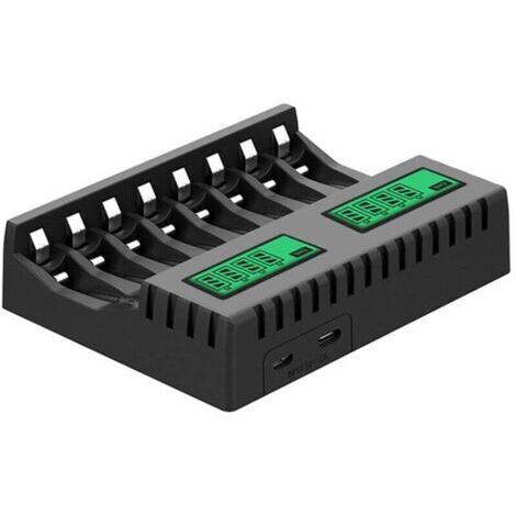 Chargeur de batterie LCD à 8 emplacements, chargeur intelligent pour piles AA/AAA, chargeur NiCd, NiMh, AA, AAA.