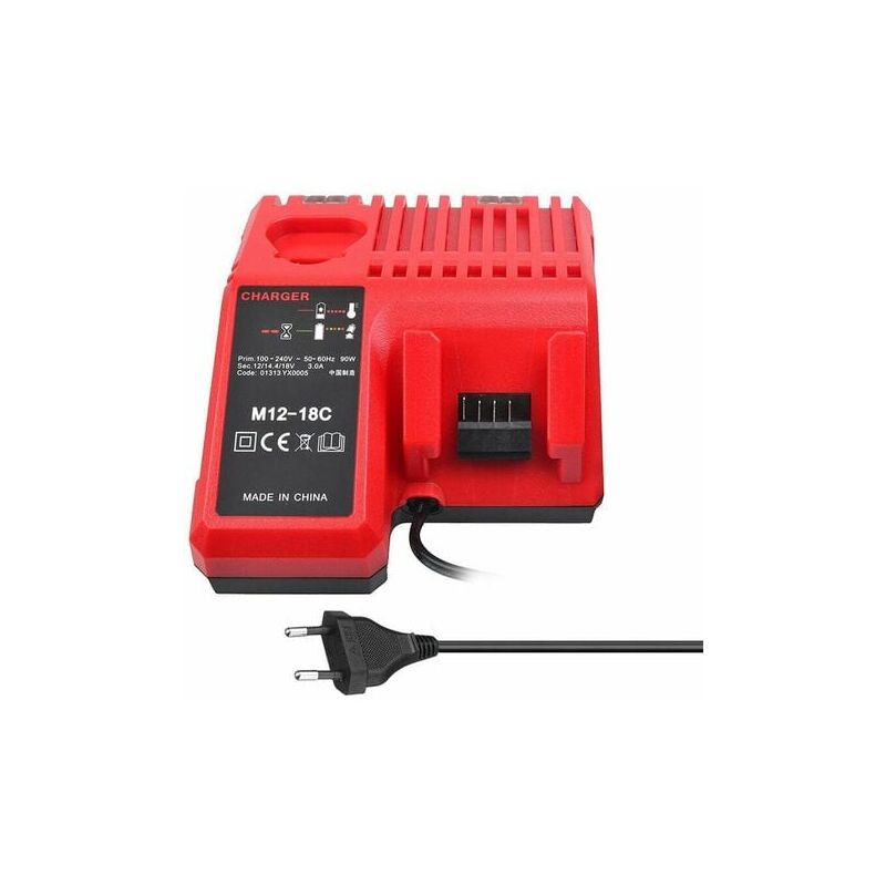 Chargeur de Batterie Li-ion M12-18C pour Batteries Milwaukee 12V, 14.4V et 18V - Compatible avec C1418C et Plus.