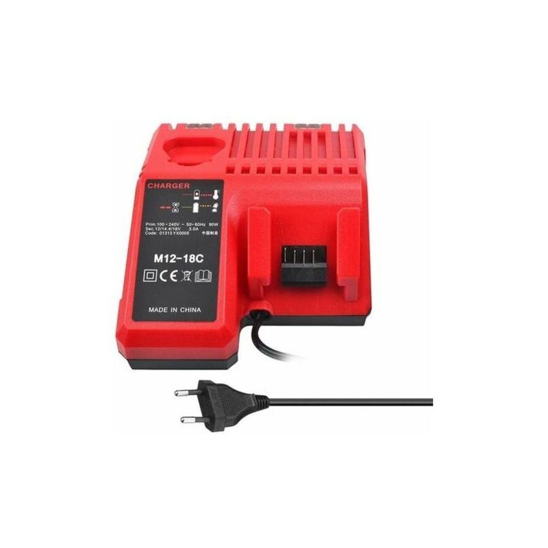 Chargeur de Batterie Li-ion M12-18C pour Batteries Milwaukee 12V, 14.4V et 18V - Compatible avec C1418C et Plus.