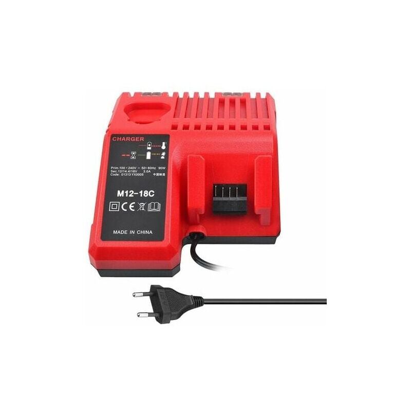 Rnemitery - Chargeur de Batterie Li-ion M12-18C pour Batteries Milwaukee 12V, 14.4V et 18V - Compatible avec C1418C et Plus.
