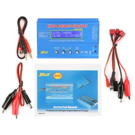 Chargeur de batterie LiPo 80W – Chargeur équilibré pour 1 à 6 cellules – Protection contre surcharge – Dissipation thermique efficace