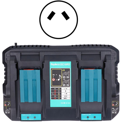 Chargeur de batterie lithium double port intelligent avec interface USB, entrée AC 100‑240V et prise AU