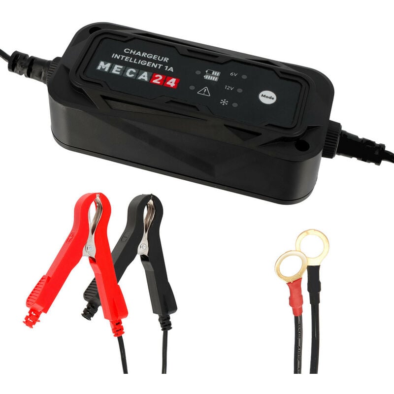 Meca24 - Chargeur de Batterie Moto - quad - tracteur - tondeuse - Maintien de Charge 6V/12V - Cordon et pince fourni - Automatique