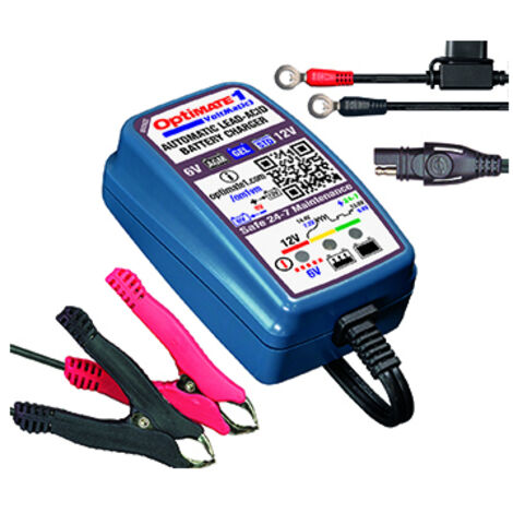 CHARGEUR DE BATTERIE OPTIMATE OPTIMATE 1 VOLTMATIC 6V / 12V 0.6A, 2-28AH, STD / AGM / GEL, SAE (EL)