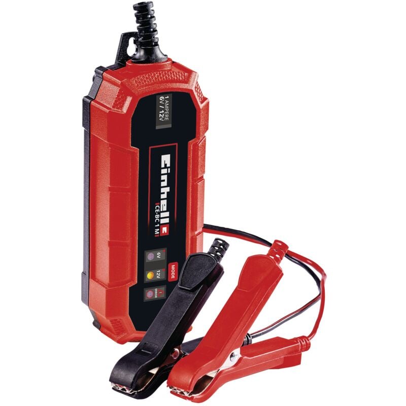 Chargeur de batterie ce-bc 1 m (Alimentation : 220-240 v - 50 Hz, Tension de charge : 6/12 v, Convient aux batteries de 3 à 32 Ah) - Einhell
