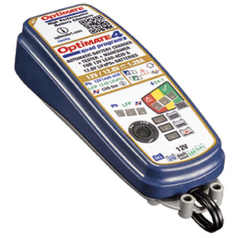 Chargeur de batterie programmable OPTIMATE 4 QUAD 2024/08, 12 V, 1,25 A, 4-60 Ah AGM/GEL/STD, 12,8/13,2 V, 2-15 Ah Lithium (LiFePO4), SAE, CAN-bus (EL) - Remplace le TM340
