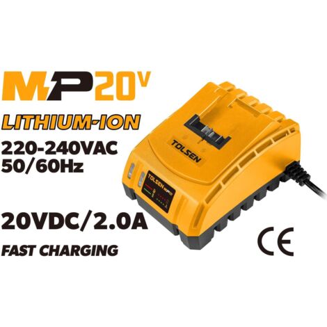 CHARGEUR DE BATTERIE RAPIDE SE'RIE TOLSEN MP20V 2.0 AH