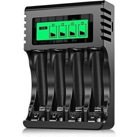 Chargeur de batterie rechargeable à 4 emplacements pour une charge rapide des piles AA AAA avec port USB