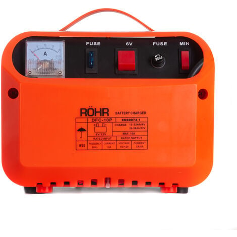 Chargeur de batterie ROHR DFC-10P - 10A chargeur de démarrage 6v / 12v pour turbo / véhicules / urgence - garantie 1 ans