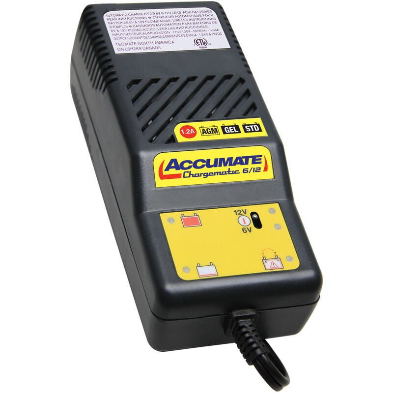 Chargeur de batterie TECMATE, 6&12V 1,2A. pour batterie de 2 - 75Ah.