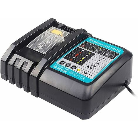TEETOK Chargeur de batterie,Chargeurs d'outils électriques, chargeur rapide DC18RC compatible avec Makita 14.4V-18V Batterie de remplacement Li-ion BL1815 BL1830 BL1840 BL1850 BL1860 BL1890 BL1415 BL1430 BL1