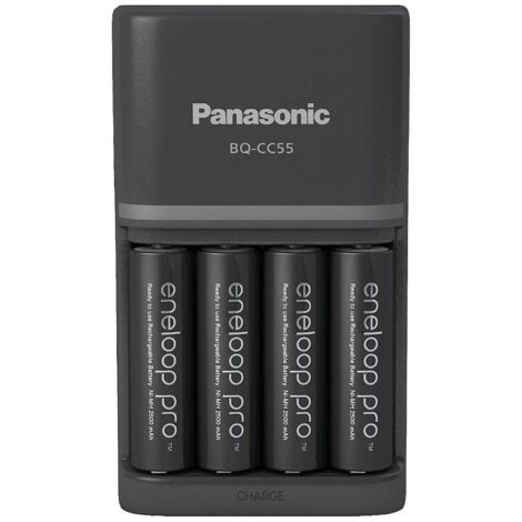 Chargeur de bloc de batterie NiMH avec accus Panasonic Smart & Quick BQ-CC55 +4x eneloop Pro AA