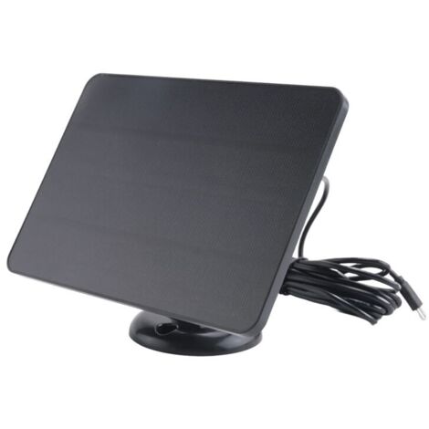 Chargeur de Panneau Solaire ÉTanche 10 W pour CaméRa SéCurité à Domicile Alimenté par Cellules Solaires avec Câble Charge, Noir