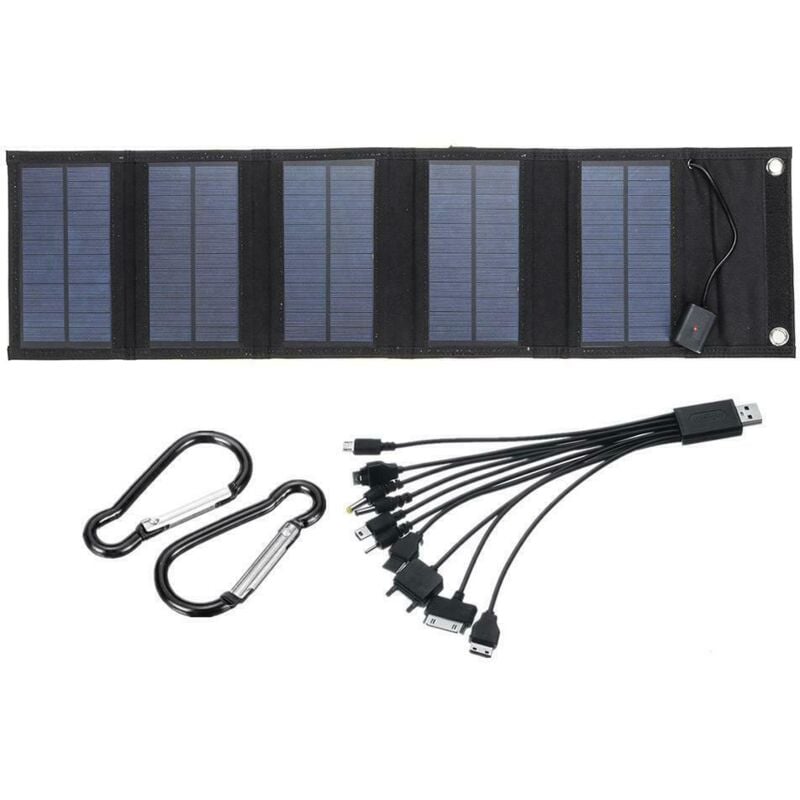 Chargeur de panneau solaire pliable 70 w avec sortie 5 v dc (10 connecteurs) et port usb, centrale électrique portable