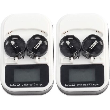 Chargeur de pile bouton 2 pièces - Écran LCD - Rechargeable - AC100-240V