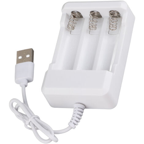 Chargeur de piles AA AAA USB rechargeable 3.6V avec 3 compartiments en plastique ABS