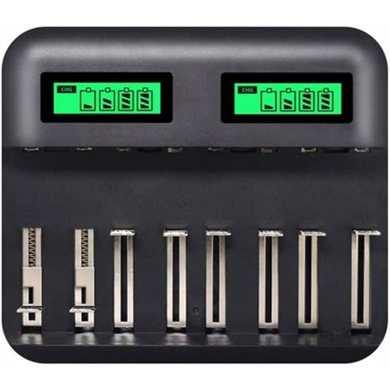 Chargeur de Piles Rapide Chargeur Intelligent avec Ecran lcd Claire Rétro-éclairé pour Piles Rechargeables aa/aaa