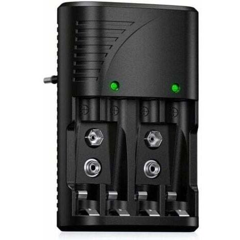 Chargeur de piles universel AA/AAA/9 V, chargeur rapide 6802 pour piles rechargeables AA/AAA NiMH ou 9 V avec indicateur LED
