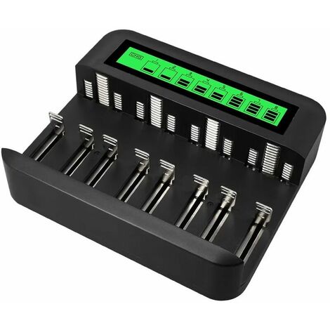 Chargeur de Piles Universel LCD, Chargeur Universel pour AA/LR6, AAA/LR3, C/R14, D/R20 Ni-MH Piles Rechargeables avec Entrée Type C Micro USB