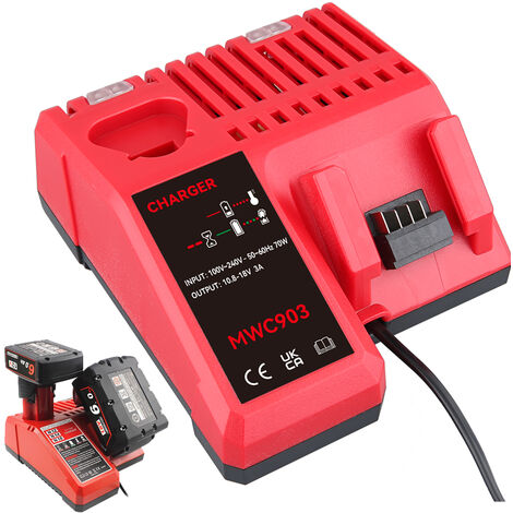 Chargeur de Remplacement 12V-18V pour Chargeur Milwaukee M18 M12 M12-18C MIL-M18-CH01 48-59-1812 N14 Chargeur Milwaukee 12V