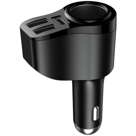Chargeur de voiture 4 en 1 PD 3.0 avec adaptateur allume-cigare et répartiteur USB 12 V, charge rapide 48 W 7 A, compatible avec iPhone 14, 13, 12, 11 et 8, Samsung Galaxy S22 et S21, et caméra embarq