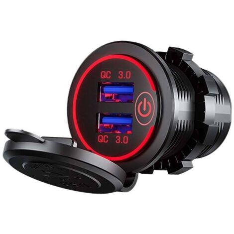 Chargeur de voiture, camping-car, bateau, moto, universel, sans contact, port USB, compatible avec la charge rapide QC3.0.