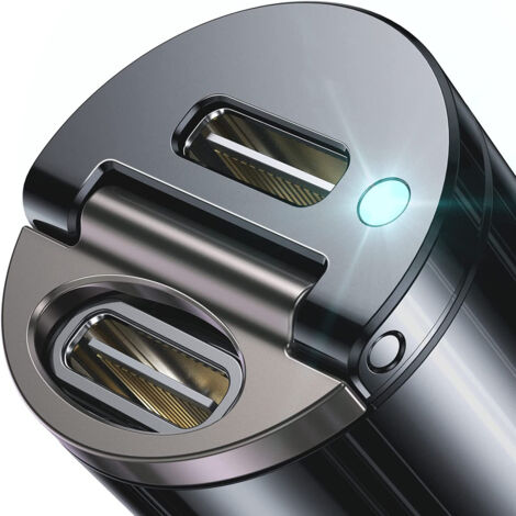Chargeur de voiture, chargeur de voiture rapide en métal, adaptateur allume-cigare, compatible avec iPhone 14, 13, 12, 11 Pro Max, iPad, Samsung